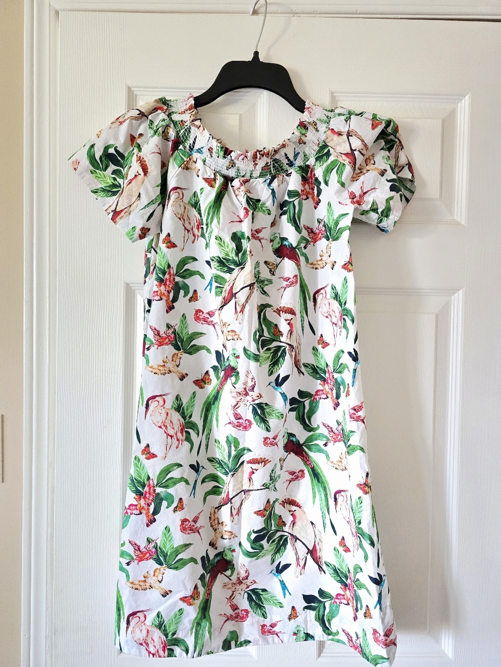 Ann Taylor Off-the-shoulder Tropical Bird Print Dress